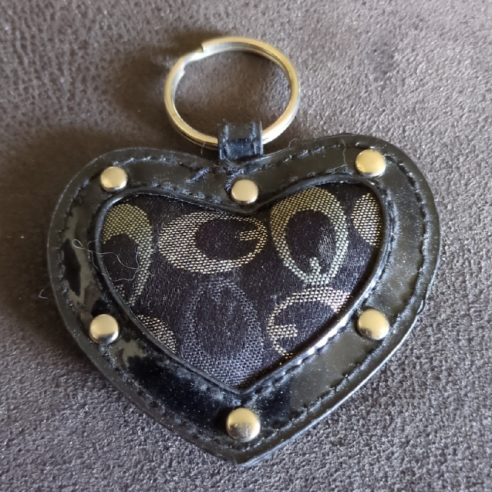 Black Heart Keychain with Gold Accents